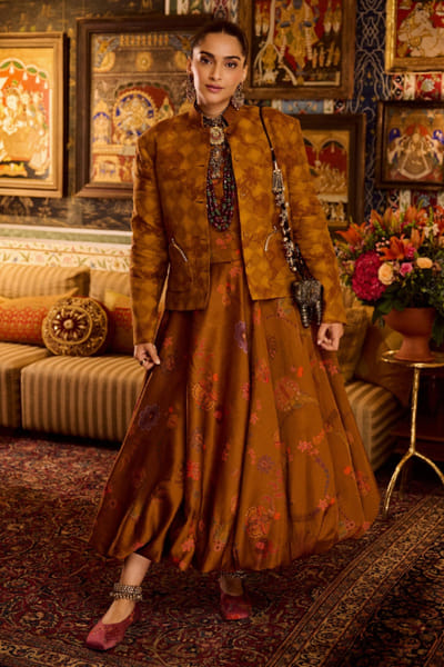 Amber embellished jacket skirt set