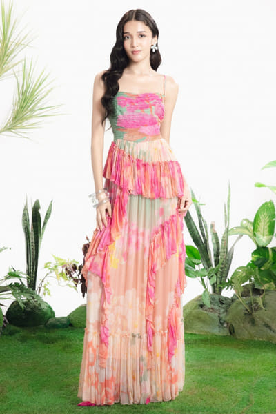 Siddhartha Bansal Multicoloured floral print ruched maxi dress SIDDMAY26D144960