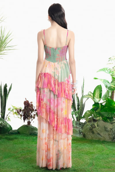 Siddhartha Bansal Multicoloured floral print ruched maxi dress SIDDMAY26D144960