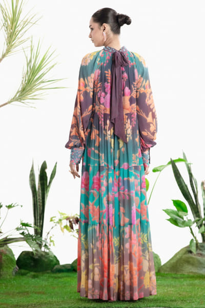 Siddhartha Bansal Blue floral print tiered maxi dress SIDDMAY26D144970