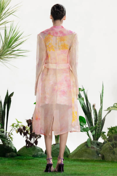 Siddhartha Bansal Pink printed sequin embroidered coat-skirt set SIDDMAY26D144994