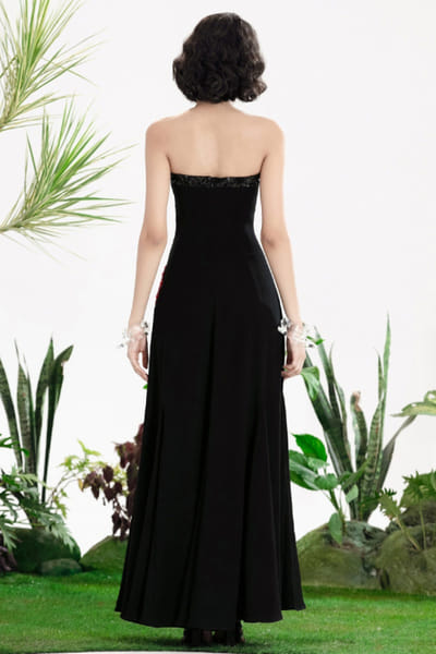 Siddhartha Bansal Black floral embroidered strapless maxi dress SIDDMAY26D145003