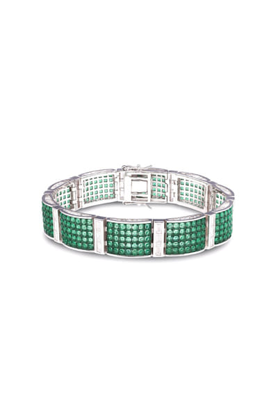 Miss Jo Emerald and silver stone embellished bracelet MISSMAY26D345238