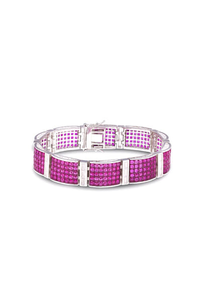 Miss Jo Ruby and silver stone embellished bracelet MISSMAY26D345240