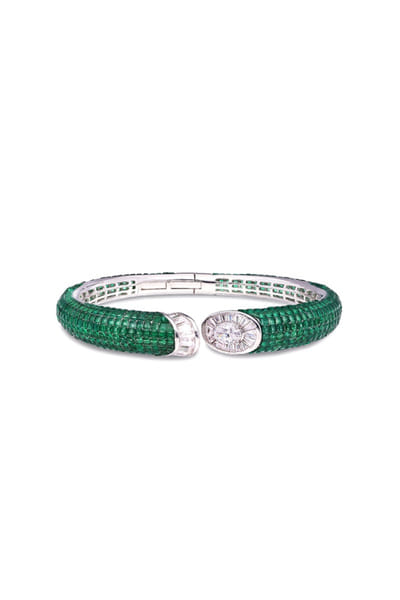 Miss Jo Emerald and silver embellished cuff bracelet MISSMAY26D345241