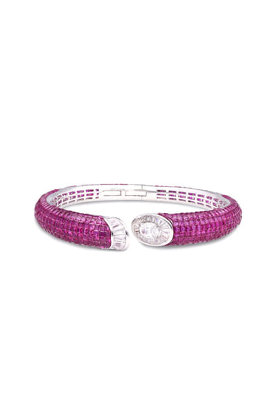 Miss Jo Ruby and silver embellished cuff bracelet MISSMAY26D345243