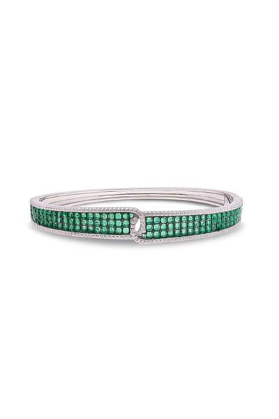 Miss Jo Emerald and silver stone embellished bangle MISSMAY26D345220
