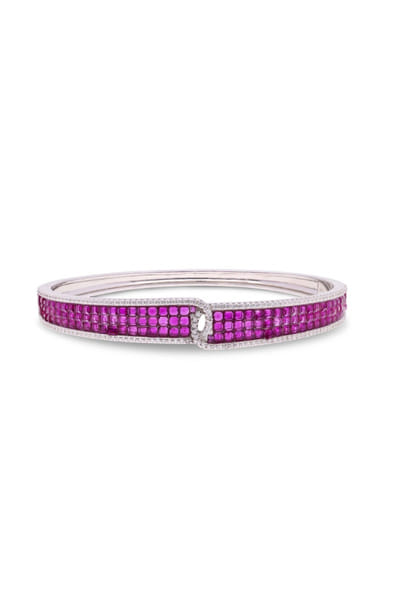 Miss Jo Ruby and silver stone embellished bangle MISSMAY26D345222