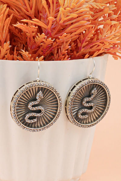Silver textured stud earrings