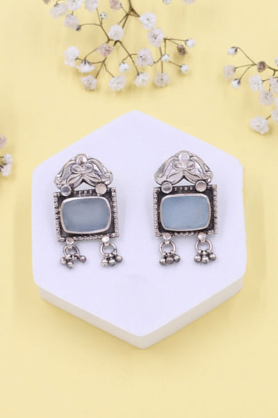 Blue quartz silver earrings