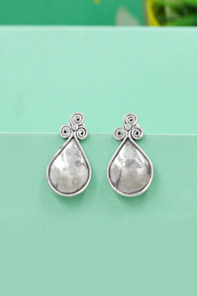 Silver swirl teardrop earrings