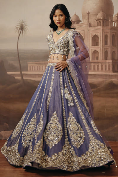 Mauve sequin embroidered lehenga set