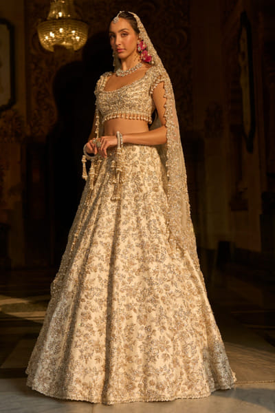 Ivory sequin embroidered lehenga set
