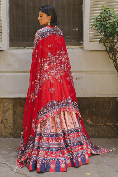 Aditi Gupta Pink printed and embroidered lehenga set ADITJUL26D149542