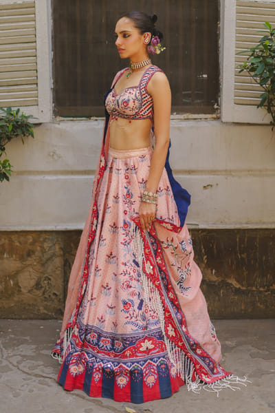 Aditi Gupta Soft pink printed embroidered lehenga set ADITJUL26D149543