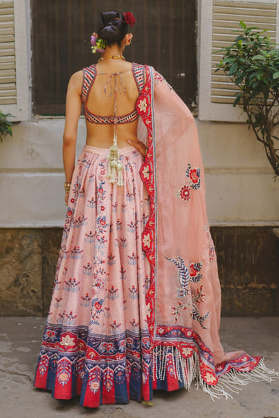 Aditi Gupta Soft pink printed embroidered lehenga set ADITJUL26D149543