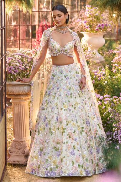 Butter yellow embroidered lehenga set