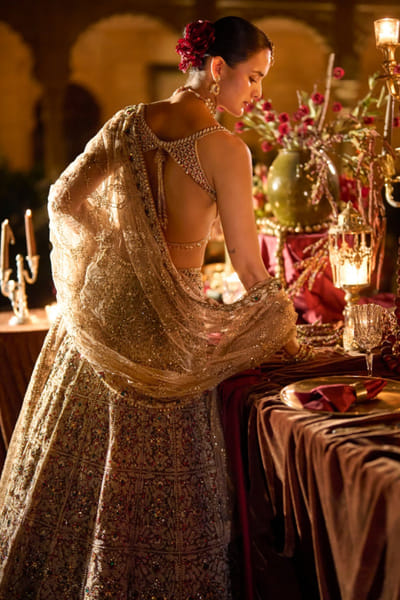 Seema Gujral Red and green pearl embroidered lehenga set SEEMJUL26D149100