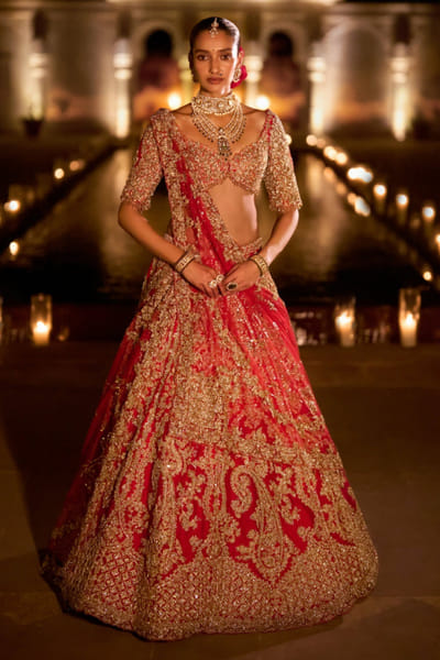 Seema Gujral Red zardozi embroidered lehenga set SEEMJUL26D149086