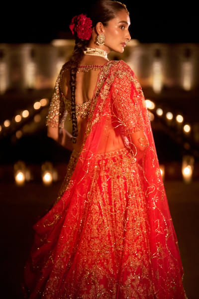 Seema Gujral Red zardozi embroidered lehenga set SEEMJUL26D149086