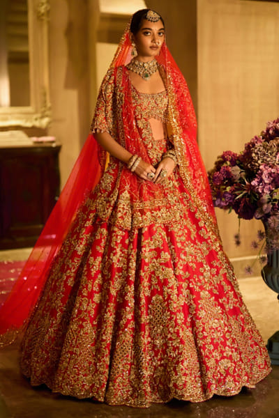 Seema Gujral Red crystal embroidered lehenga set SEEMJUL26D149085