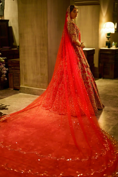 Seema Gujral Red crystal embroidered lehenga set SEEMJUL26D149085