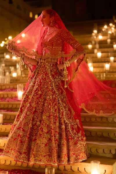 Seema Gujral Red zardozi embroidery lehenga set SEEMJUL26D149101