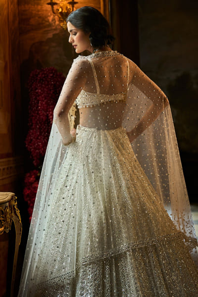 Seema Gujral Milky white sequin embroidered lehenga set SEEMAUG26D153213