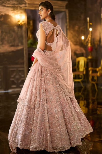 Seema Gujral Dusty peach sequin embroidered lehenga set SEEMAUG26D153202