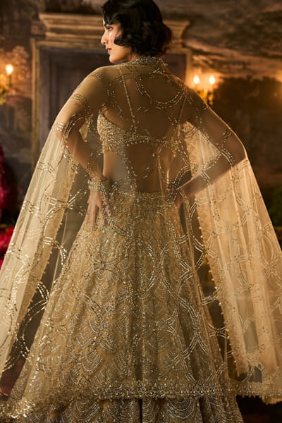 Seema Gujral Gold sequin embroidered lehenga set SEEMAUG26D153204