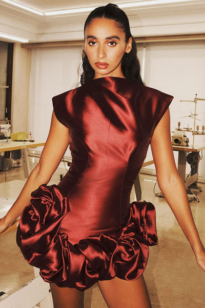 Burgundy italian silk dress