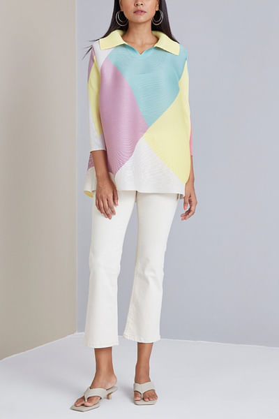 Mint colour-blocked top