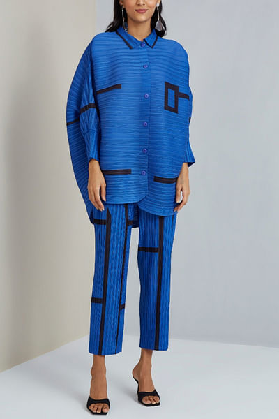 Blue abstract printed co-ords