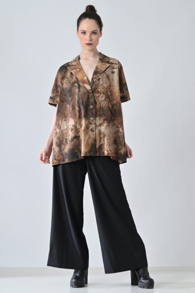 Samant Chauhan Brown abstract printed shirt SAMAMAY26D144402