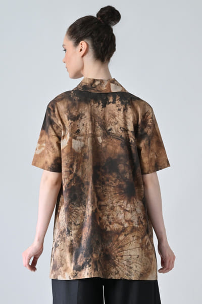 Samant Chauhan Brown abstract printed shirt SAMAMAY26D144402