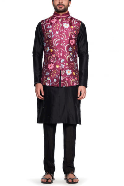 Siddhartha Bansal Maroon printed bandi SDBAWM2212