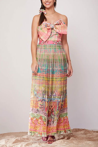 Multicolour printed skirt and top