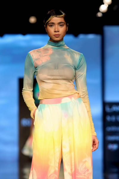Siddhartha Bansal Multicoloured net top and pants SDBLFWJN2203
