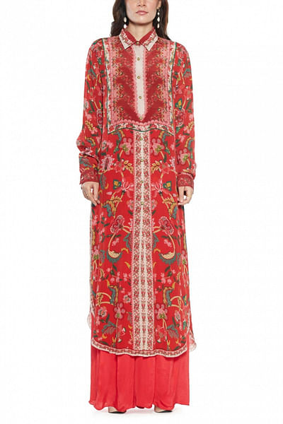 Maroon chintz printed tunic