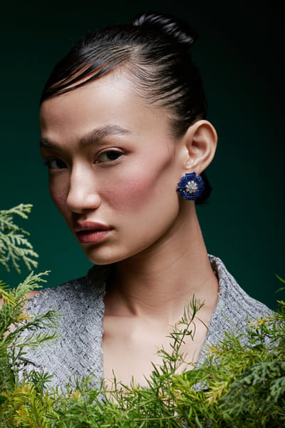 Miss Jo Blue and silver floral embellished studs MISSAPR26D242744