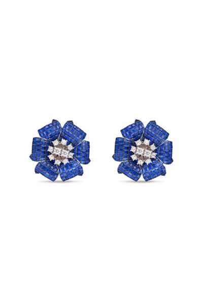 Miss Jo Blue and silver floral embellished studs MISSAPR26D242744