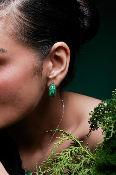 Miss Jo Emerald and silver embellished stud earrings MISSMAY26D345202