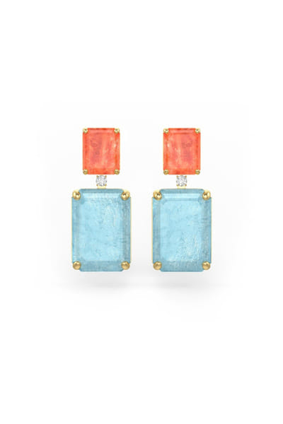 Miss Jo Orange and sky blue stone embellished earrings MISSJUN26D147071