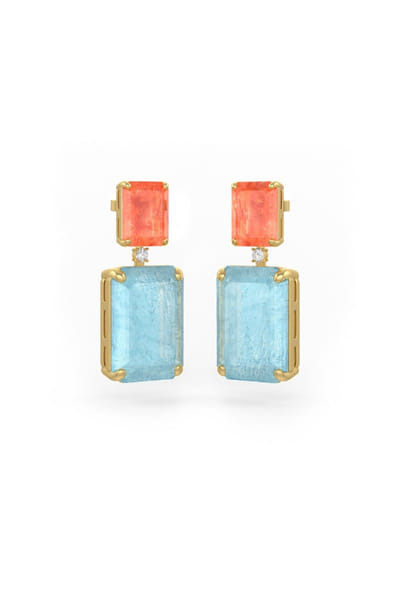 Miss Jo Orange and sky blue stone embellished earrings MISSJUN26D147071