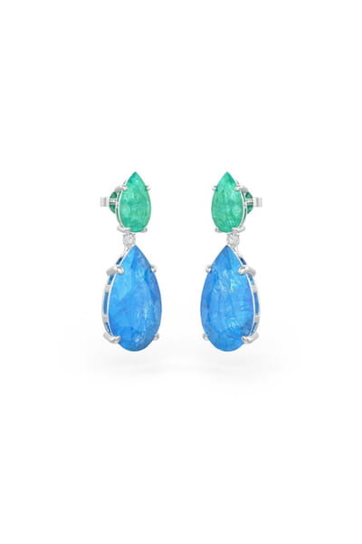 Miss Jo Blue and green stone embellished earrings MISSJUN26D147064