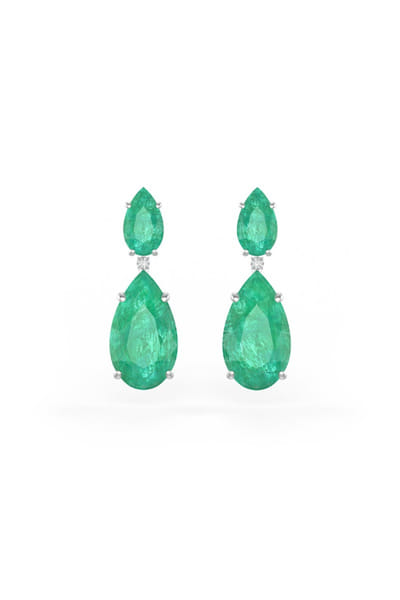 Miss Jo Emerald-green stone embellished earrings MISSJUN26D147063