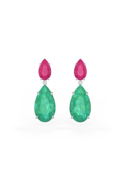 Miss Jo Pink and green stone embellished earrings MISSJUN26D147062