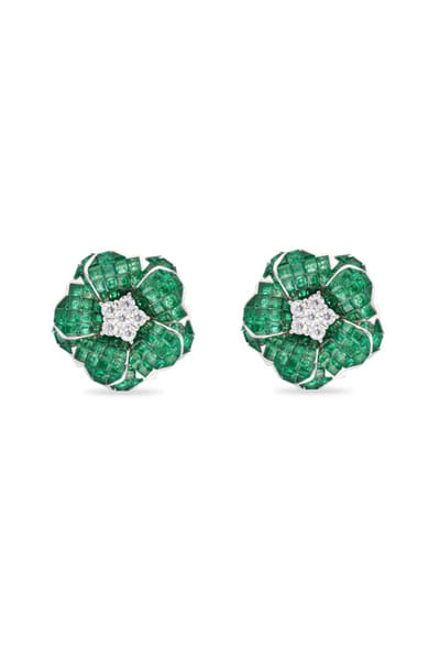 Miss Jo Emerald and silver floral embellished earrings MISSMAY26D345229