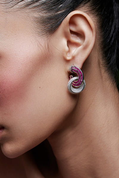Miss Jo Ruby and silver embellished hoop earrings MISSAPR26D242727