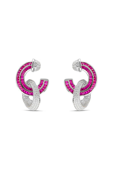 Miss Jo Ruby and silver embellished hoop earrings MISSAPR26D242727